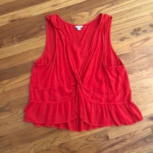American Eagle Red Twist Front Tank Top